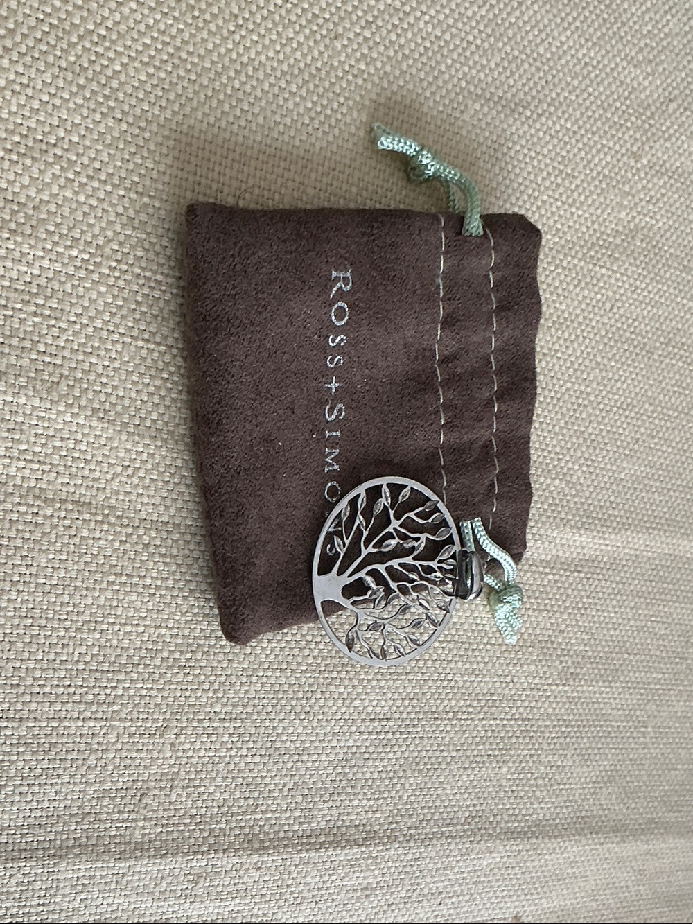 Ross-Simons Silver Tree of Life Pendant with Brown Pouch
